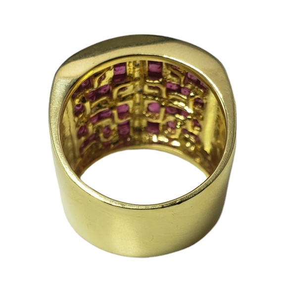 14K Yellow Gold Lab Created Pink Sapphires and Diamond Ring Size 7.25 #16167 - Picture 5 of 9